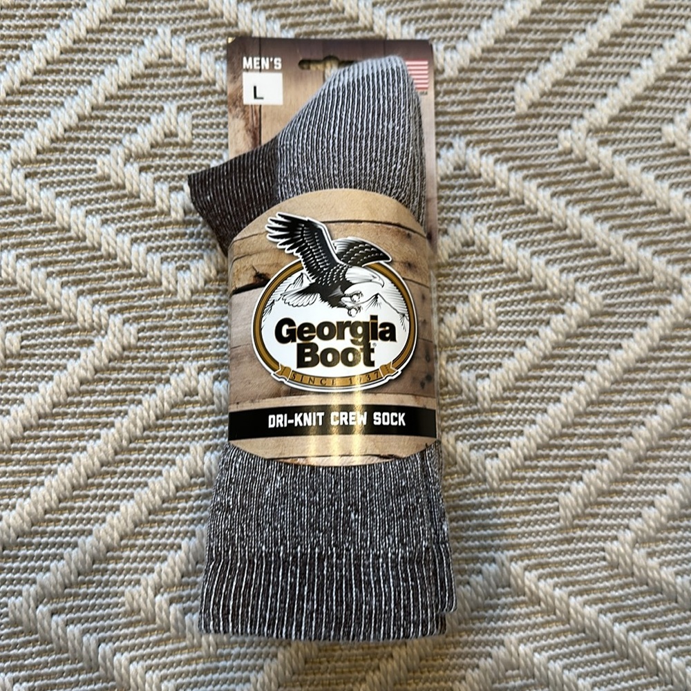 Georgia Boot Men’s Dri-Knit Crew Socks- pack of 2 *NWT